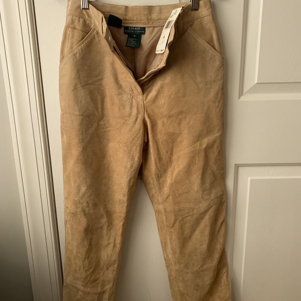 Lauren Ralph Lauren Leather Suede Nude Pants
